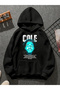 سويت شيرت أسود بقلنسوة مطبوعة من cole v1