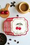 Gardenya 6-Piece Special Embroidered Coffee Presentation Napkins, Coffee Cocktail Napkins - Cherry/Gold - 4
