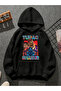 سويت شيرت أسود بقلنسوة مطبوعة من tupac v3