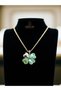 Elegant Clover Motif Zircon Stone Zinc Alloy Silver Green Necklace - 7
