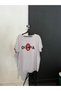 V-Neck Dusty Pink Off-White Color Olympia Printed Latiklikol Oversize Cut Fitness Sports T-Shirt - 6
