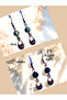 Pyrite & Onyx Natural Stone Bohemian Drop Dangle, Women's 2-Piece Earring Set, Matte Yellow-Black