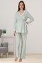 Women's Green Special Design Lace Cotton Maternity Pajama Set - 2