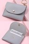 Gray Double Compartment Keychain Credit Card Holder Wallet Bag Charm