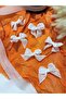 White Pearlless Gift Decoration Linen Ribbon Ready-Made Bow - 25 Pieces - 2