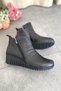 Genuine Leather Black Orthopedic Sole Padded Heel Women's Boots Tmd202523 - 7
