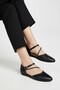 Women's Heelless Stripe Stone Detailed Open Summer Casual-Night Dress Evening Dress Sandals-Shoes - 5