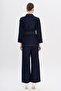 Belt Snap Detailed Jacket Trousers Denim Suit Dark Blue 9344-Tk - 8