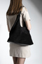 Women's Genuine Leather Shopper Bag with Inner Bag, Button Closure Shoulder Bag, Filun Black Suede - 3