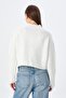 6854 Women's High Neck Whole Crop Knit Sweater White - 6