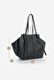 Women's Shopper Shoulder Bag with Inner Bag and Zipper Detvis Black - 8