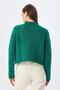 6854 Women's High Neck Crop Knit Sweater Green - 6