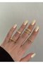 Gold Color 5-Piece Vintage Patterned Ring Set - 5