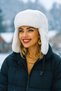 Ecru Faux Fur Women's Beret Hat with Headphones