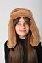 Camel Plush Furry Beret for Girl - Hat with Headphones and Snaps - 8