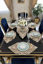 American Placemat, 1 Runner 6 Plate Food Service Set, Tablecloth Set, Service Presentation Set - Coffee