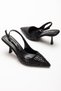 Ruma Black Stone Detailed Women's Evening Dress Heeled Shoes - 4