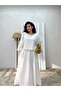 White Embroidered Muslin Loose Blouse and Flared Skirt Set (Embroidered 2-Piece Set) - 5