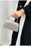 Anthracite Color Women's Evening Dress Bag with Hand and Long Chain Strap