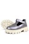 Genuine Leather Platinum Cream Sole Velcro Girls' School Shoes - 6