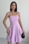 Thin Strap Skirt with Layer Detail Lilac Evening Dress Graduation Dress