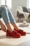 Women's Red Patent Leather Genuine Natural Leather Number 36-41 Tassel Loafer Shoes
