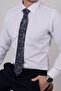 Dark Blue Shawl Patterned White Dobby Tie Set - Gift Boxed - 2