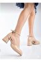 Beige patent leather platform heels - 2