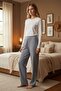 Women's Plus Size Cotton Ribbed Single Bottom Pajamas - 2