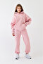 Oversize Unisex Tracksuit Set Pink – Basic, 3 Thread Ribbed Fleece; Hooded Top, Elasticated Bottom - 6