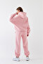 Oversize Unisex Tracksuit Set Pink – Basic, 3 Thread Ribbed Fleece; Hooded Top, Elasticated Bottom - 7
