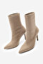 Women's Pointed Toe Zipperless Stretch Suede Heeled Boots Pesina Mink