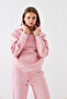 Oversize Unisex Tracksuit Set Pink – Basic, 3 Thread Ribbed Fleece; Hooded Top, Elasticated Bottom - 5