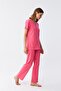 Women's Short Sleeve Cotton Combed Pajama Suit Fuchsia 4213 - 3