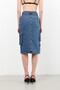Cargo Pocketed Front Slit Jean Skirt Blue - 8
