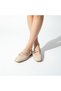 Genuine Leather Women's Beige Mary Jane Ballerinas - Handmade Daily Comfortable Shoes - 4