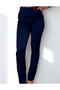 Women's Navy Blue Gathering Pants with Side Zipper, Tight Fit Pipe Leg - 4