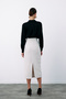 Tweed Pencil Skirt with Ornamental Buttons - Stone - 8