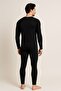 Black Long Sleeve Top and Bottom Men's Thermal Underwear Set - 4