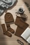 Luxury Wool Winter Brown Scarf Beanie 2 Pair Socks Set - 5