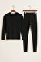 Black Long Sleeve Top and Bottom Men's Thermal Underwear Set - 5