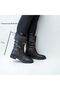 Black Genuine Leather Bellows Comfortable Women's Daily Boots - 4