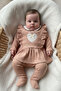 Baby Girl Booties Newborn Cotton Top and Bottom Set Brown
