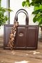 Brown Stylish and Modern Design Women's Hand and Shoulder Bag with Scarf Detail - 5