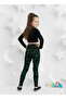 Jacquard Lycra Knitted Fabric Winter Black Green Patterned Girls Leggings - 6