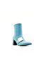Blue Genuine Leather Mid Heeled Women's Boots - 4