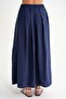 4612 Women's Pleated Loose Skirt with Side Pockets Navy Blue - 7