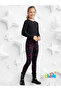 Jacquard Lycra Knitted Fabric Winter Black Pink Patterned Girls Leggings - 4