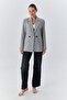 4516 Women's Sheepskin Blazer Jacket Gray - 5