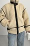 Viral Teddy Plush Beige Biker Jacket - 6